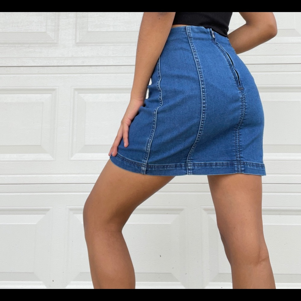 Free people denim mini skirt